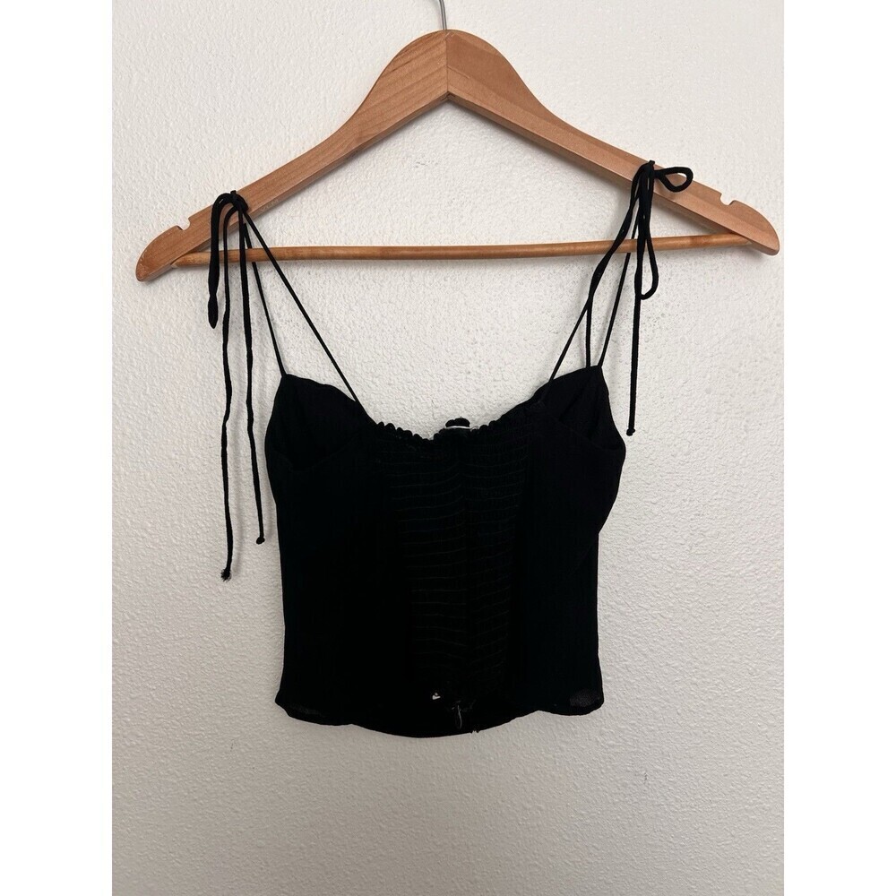 Reformation Liza Top Black Size 0 Cami Tank Spaghetti Strap Sweetheart Neckline - Picture 8 of 14